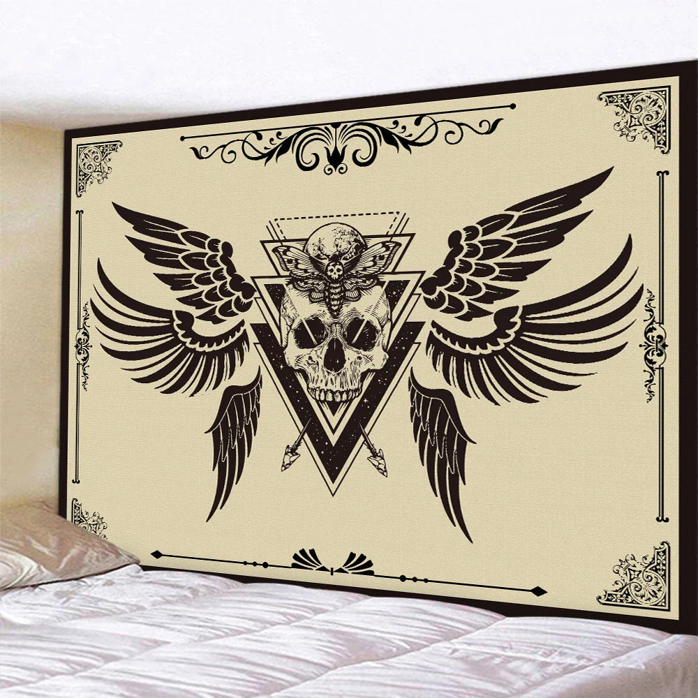 Afralia™ Skull Bee Cat Tapestry: Bohemian Home Decoration Art for Wall, Sofa, Blanket
