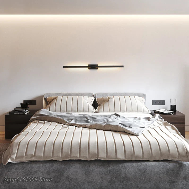 Afralia™ Modern LED Linear Tube Wall Sconce in Black Gold for Bedside Foyer Corridor