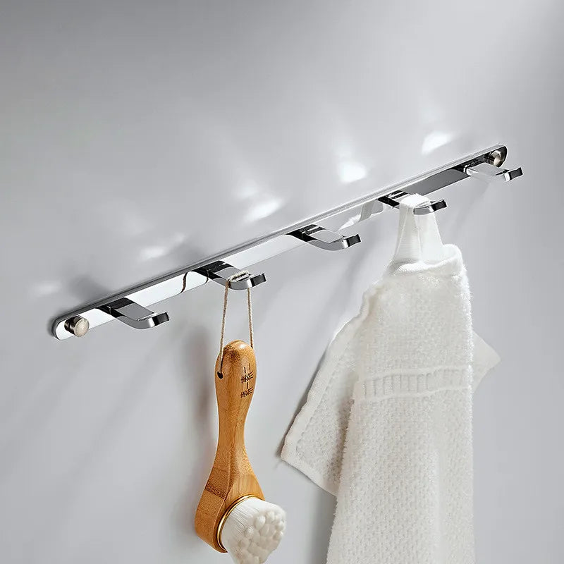 Afralia™ Brass 5-Hook Robe Rack in Black Gold for Wall Mount Towel & Clothes Storage