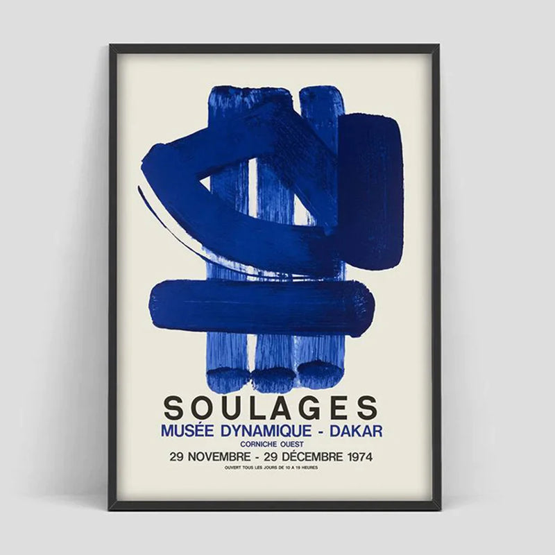 Afralia™ Canvas Painting Pierre Soulages Exhibition Poster Museum Art Print Decor
