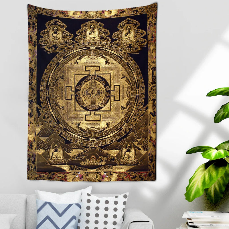 Dragon Totem Tarot Tapestry Wall Hanging Mandala Witchcraft Boho Hippie Bed Sheet Afralia™ Tarot Tapestry