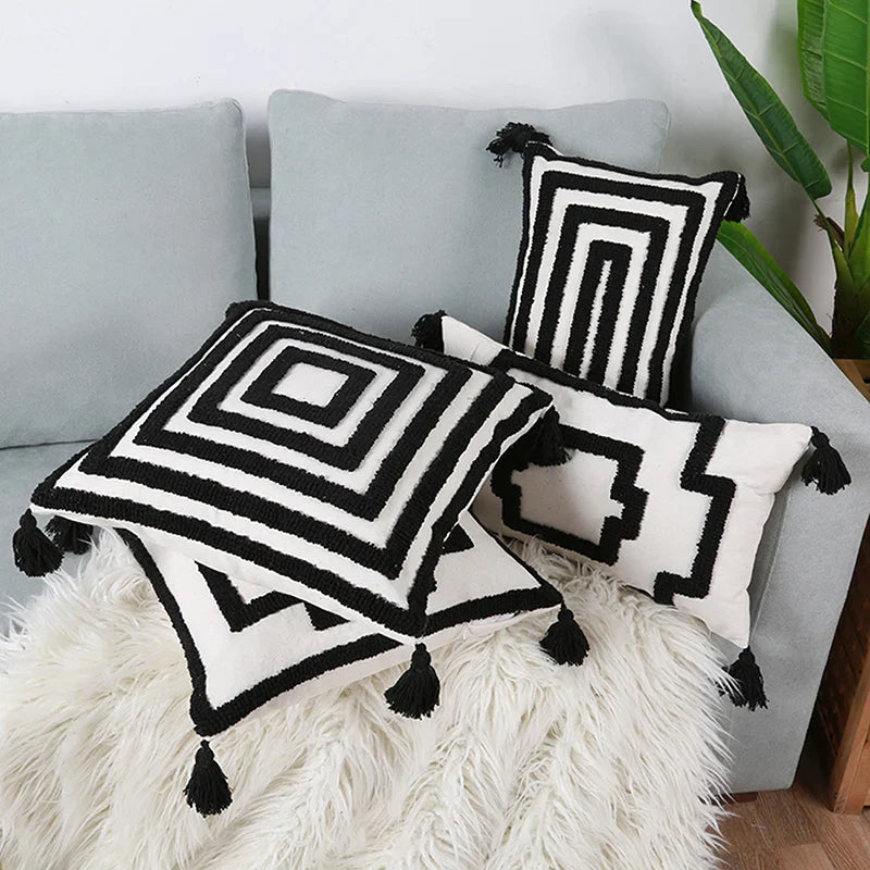 Afralia™ Tufted Geometric Cushion Cover Set for Neutral Home Decor