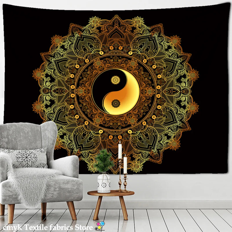 Afralia™ Mandala Pattern Tapestry Wall Hanging for Dark Hippie Aesthetics Room