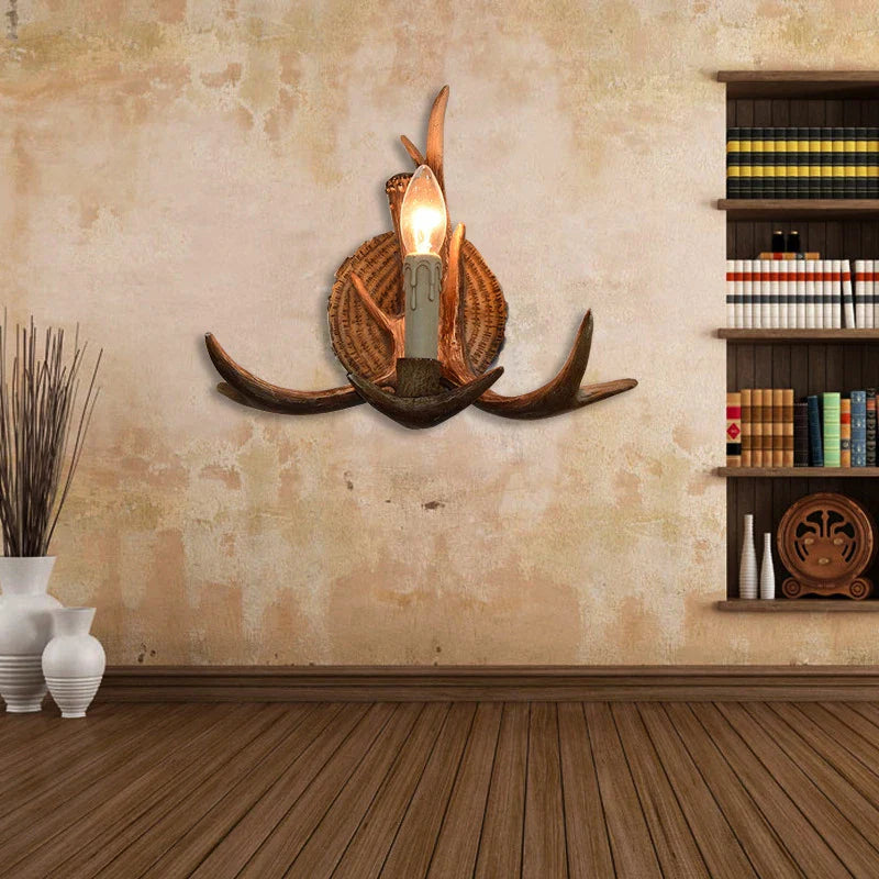 Afralia™ Antler Resin Wall Lamp for Living Room Corridor Restaurant Hotel Bar