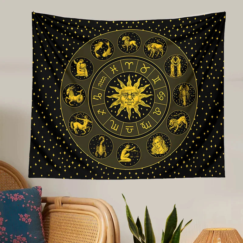 Afralia™ Constellation Zodiac Tapestry: Astrology Wall Decor for Witchcraft Room & Dorm