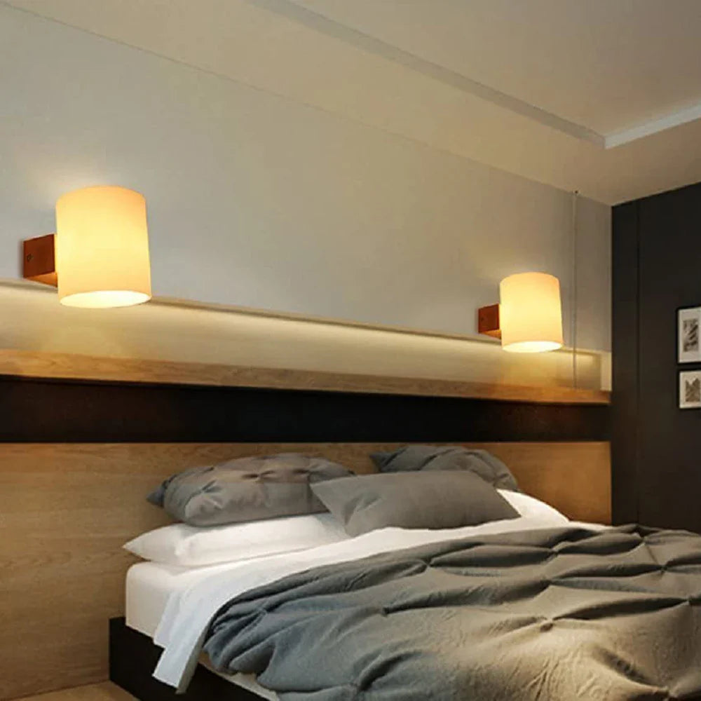 Afralia™ LED Wooden Wall Sconce | Modern Japanese Nordic Style Lamp for Home Bedroom