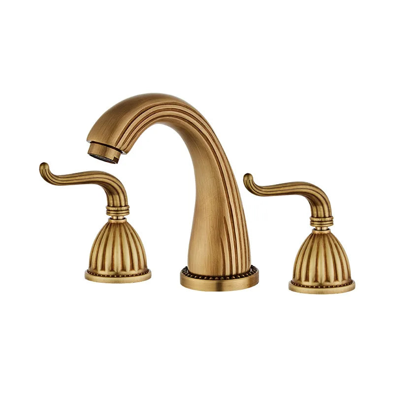 Afralia™ Antique Bronze Widespread Basin Faucet with Double Handles