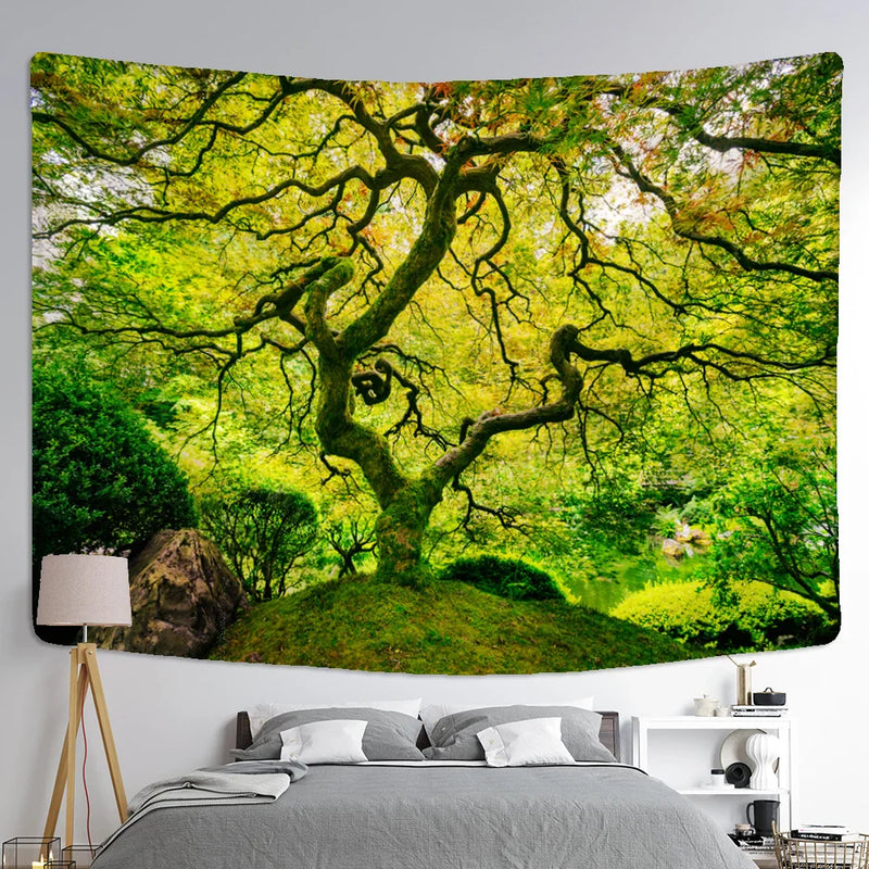 Afralia™ Tree Plant Tapestry Wall Hanging Aesthetic Hippie Beach Towel Room Decor