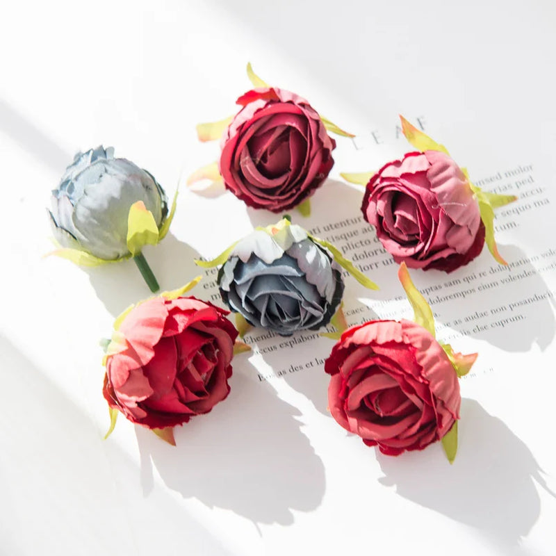 Afralia™ Silk Tea Rose Buds Wedding Home Decor Fake Flowers Bouquet