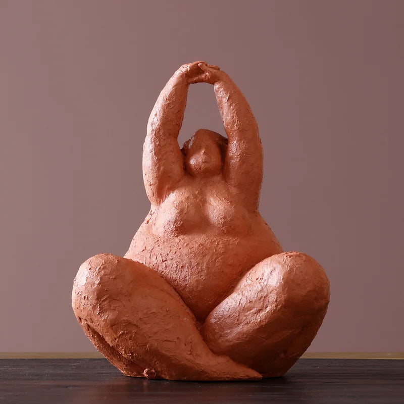 Afralia™ Resin Fat Lady Sculpture: Modern Yoga Figurine for Home Decor and Interior Design