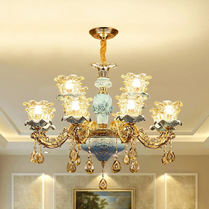 Afralia™ Retro Ceramic Chandelier for Living Room Bedroom Villa Duplex Floor