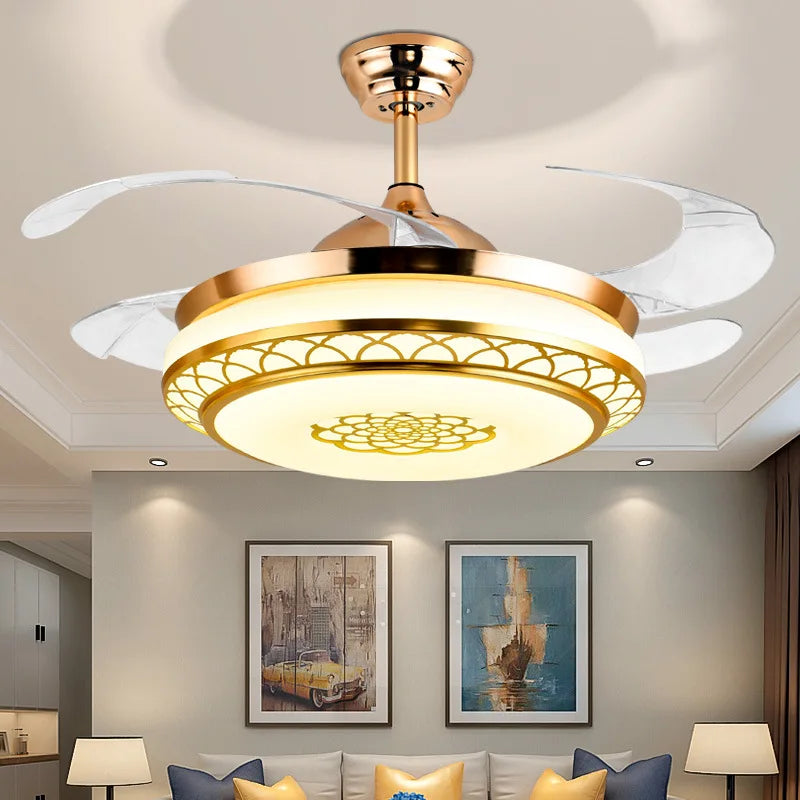 Afralia™ Living Room Electric Fan Light: Stylish Wind Power Fixture for Home Décor