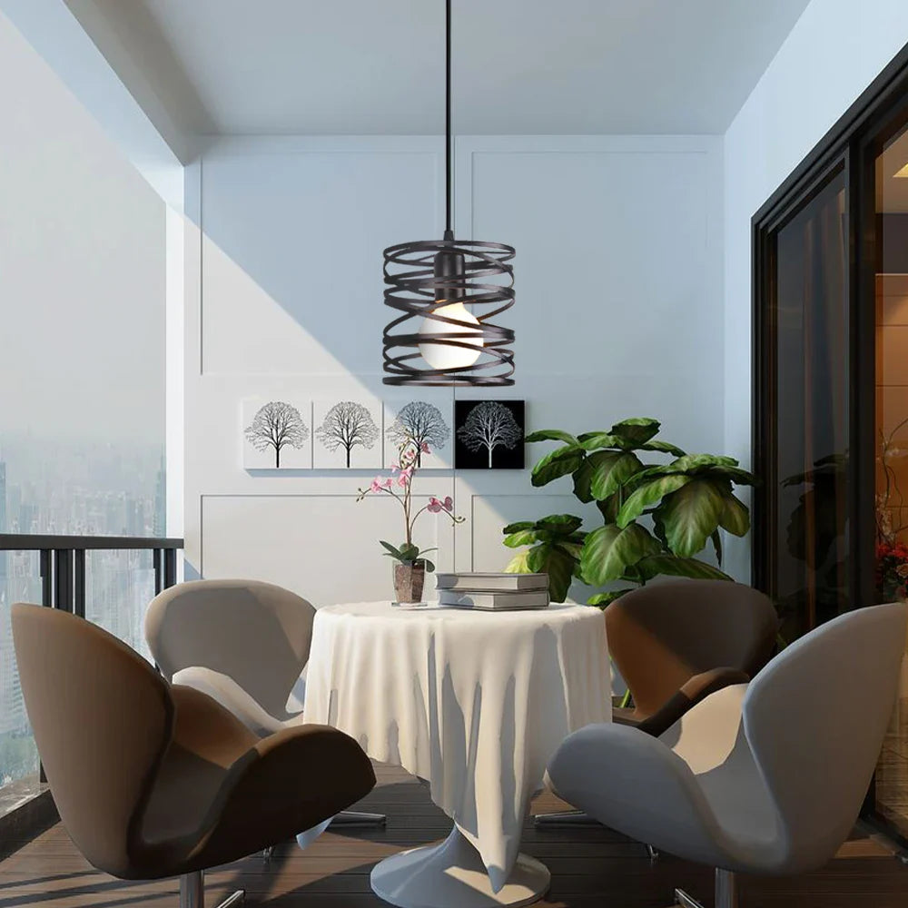 Afralia™ Ribbon Spiral Swirl LED Pendant Chandelier for Living Room & Kitchen