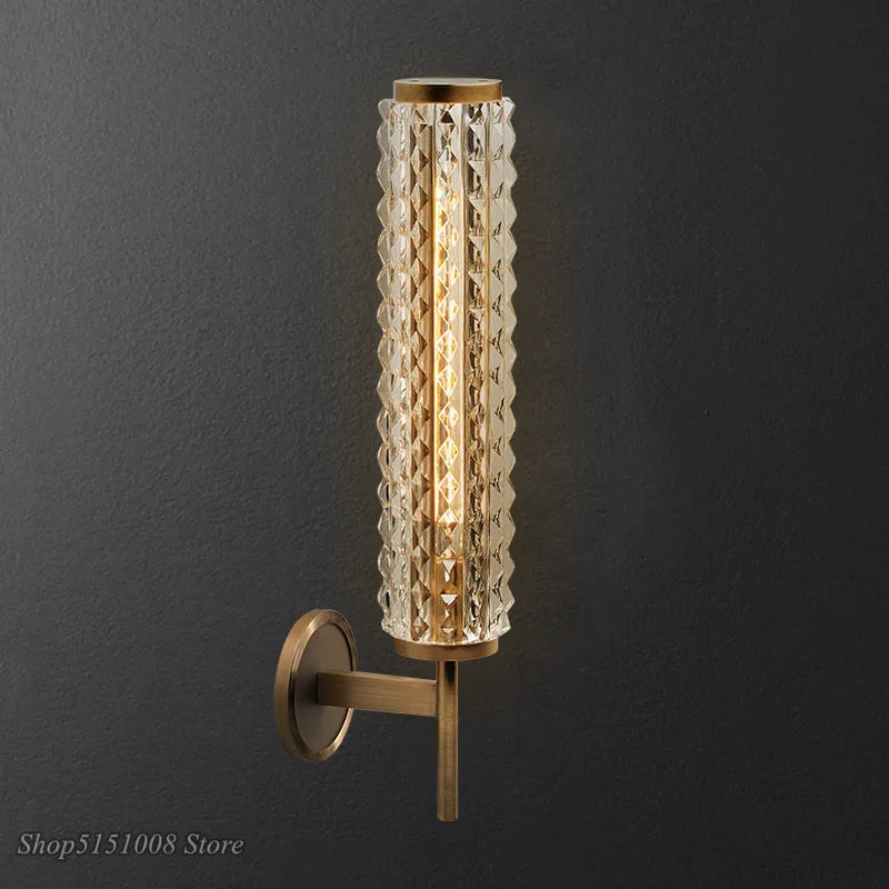 Afralia™ Crystal Copper Wall Sconce: Modern Luxury LED Lighting for Living Room, Bathroom, Mirror