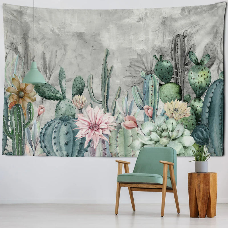 Afralia™ Cactus Tropical Plant Tapestry Wall Hanging for Children's Room Hippie Cartoon Home Decor