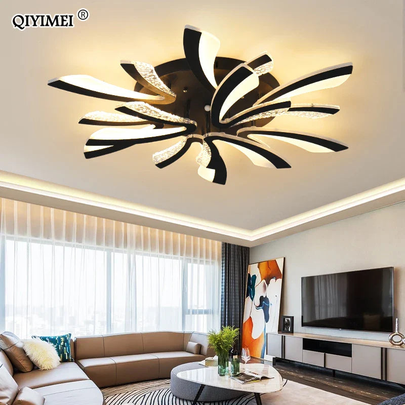 Afralia™ LED Ceiling Chandelier Lights for Living Room Bedroom Dining Study White Black