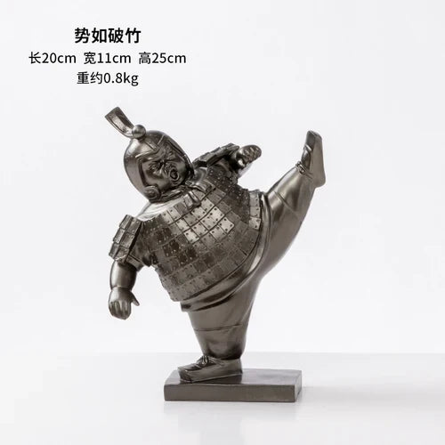 Afralia™ Retro Terracotta Fat Soldier Sculpture Abstract Figure Statue for Home Decor