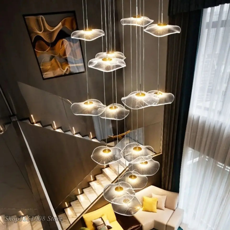 Afralia™ Lotus Leaf Chandelier: Modern Luxury Acrylic LED Hanging Lamp for Villa, Hotel, Living Room