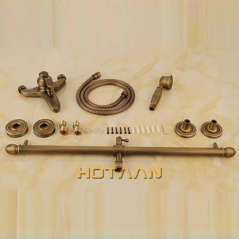 Afralia™ Antique Brass Hand Held Shower Head Kit - YT-5360-A