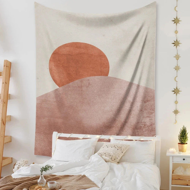 Pink Moon Night Tapestry by Afralia™ - Boho Celestial Wall Decor for Home