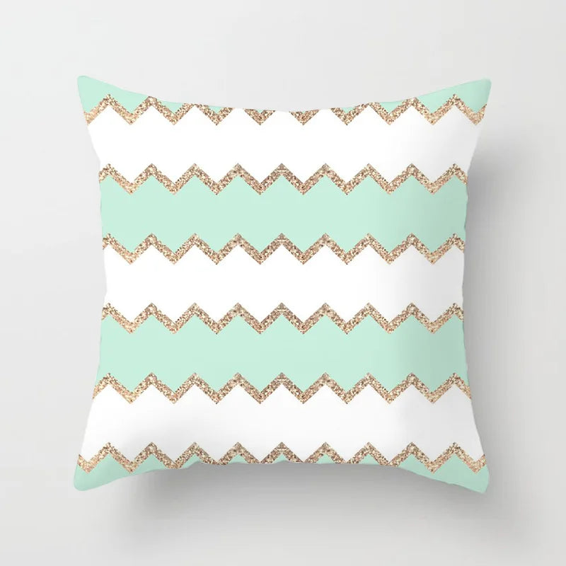 Afralia™ Modern Geometry Print Cushion Cases in Light Blue Green Mint for Sofa