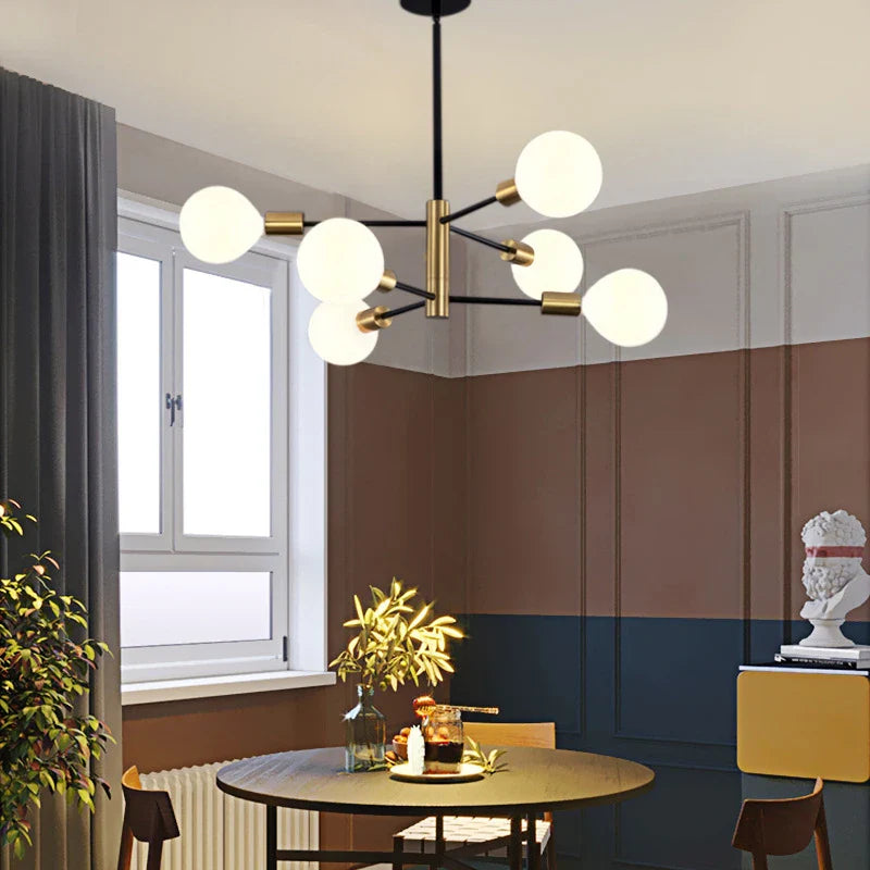 Afralia™ Nordic Gold Black Chandelier Modern Living Room Bedroom Light Fixture