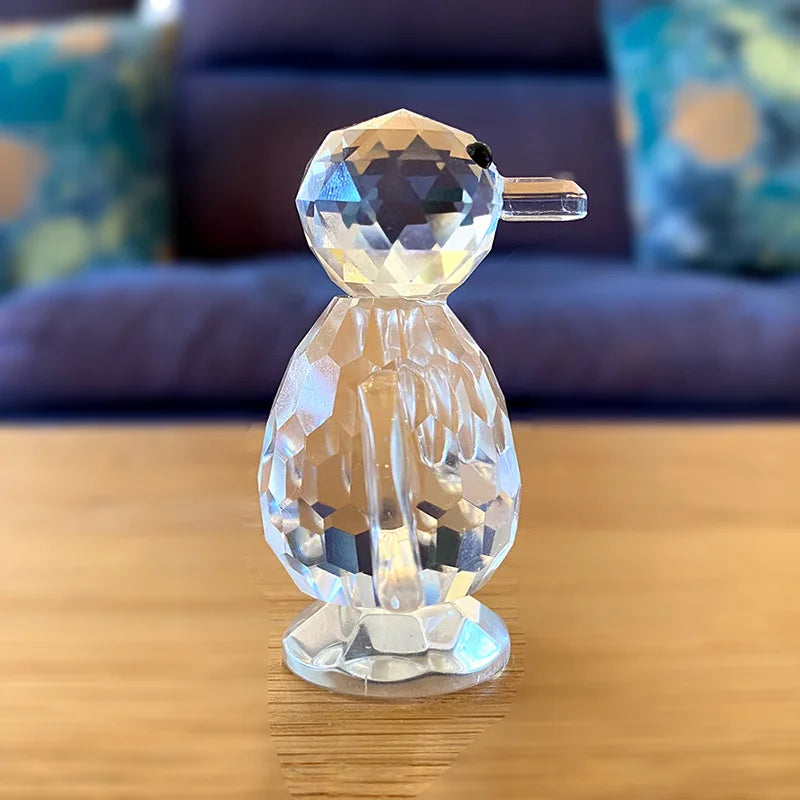 Afralia™ Crystal Penguin Figurine Glass Ornament Statue Home Decor Ornaments