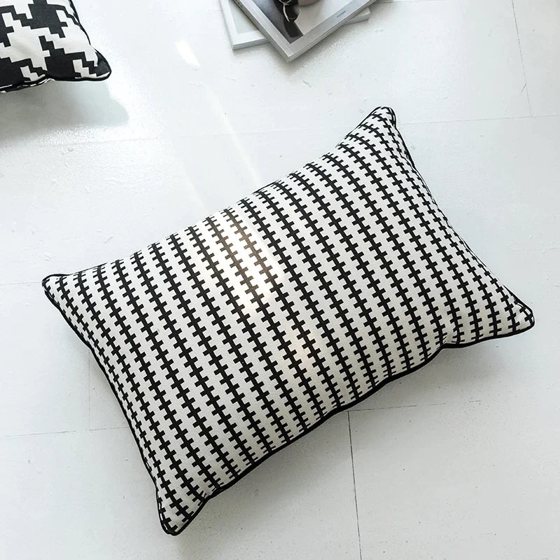 Afralia™ Hounds Tooth Cushion Cover, Durable Canvas Pillowcase for Sofa Bed, 45x45cm/35x55cm