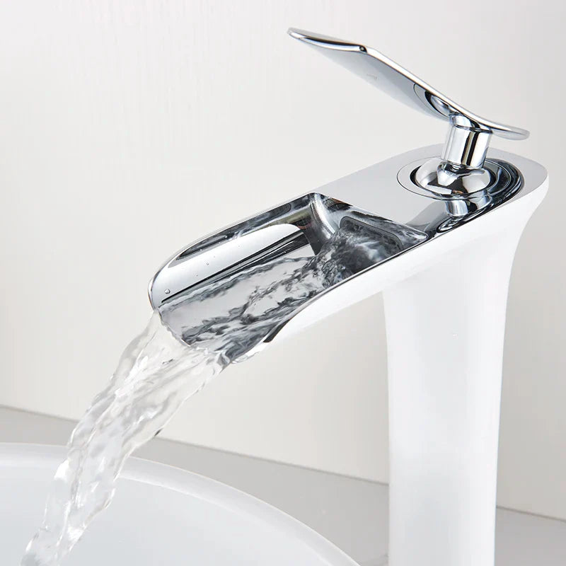 Afralia™ White Waterfall Bathroom Faucet - Modern Single Hole Basin Mixer Tap