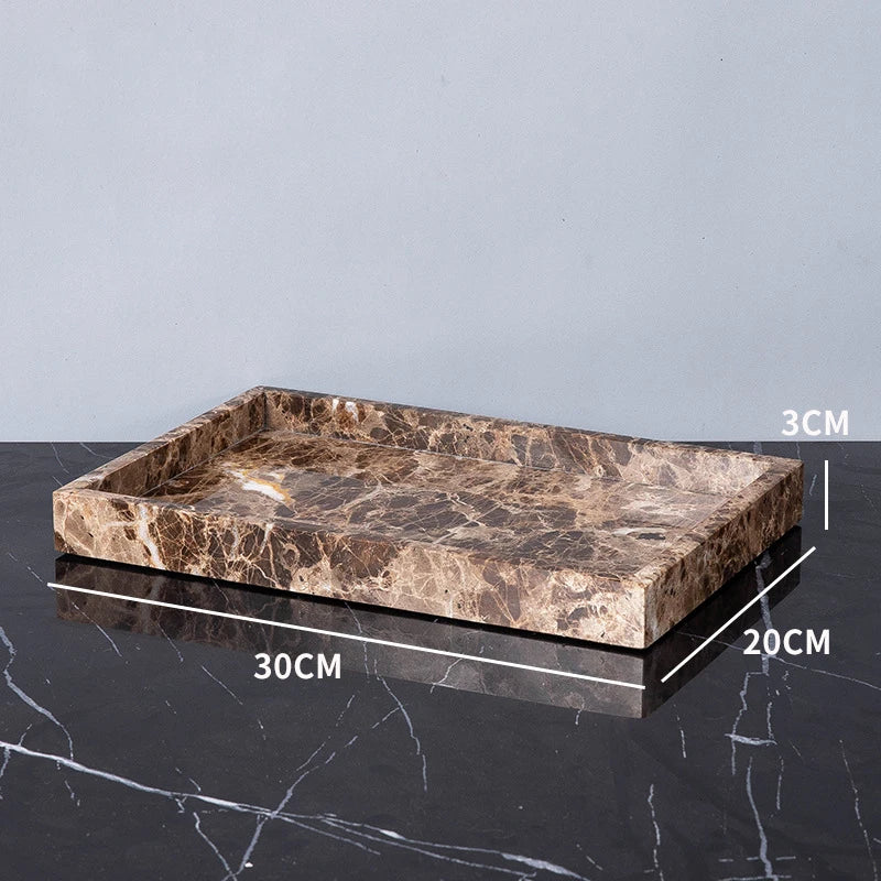 Afralia™ Emperador Dark Marble Bathroom Set: Toothbrush Holder, Soap Dish, Soap Dispenser