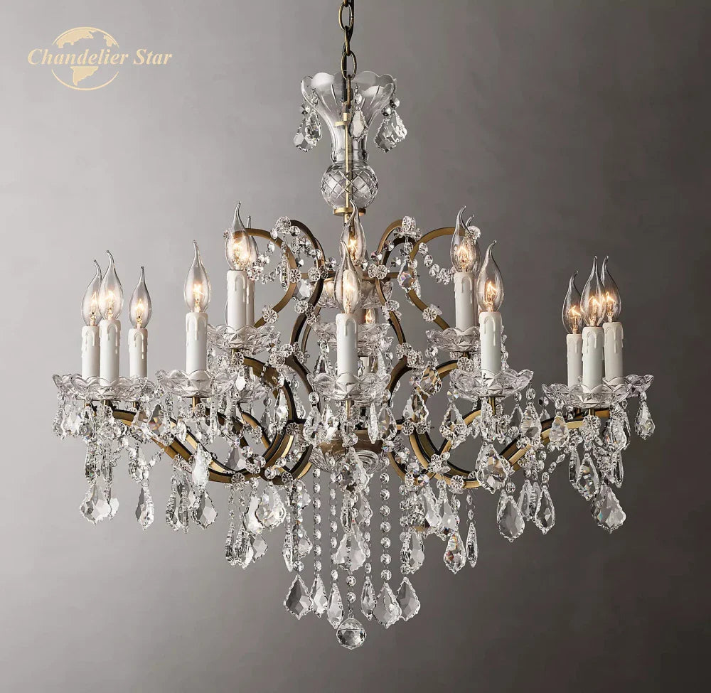 Afralia™ Rococo Crystal & Brass Chandelier: Elegant 19th C. Style for Bedroom & Living Room