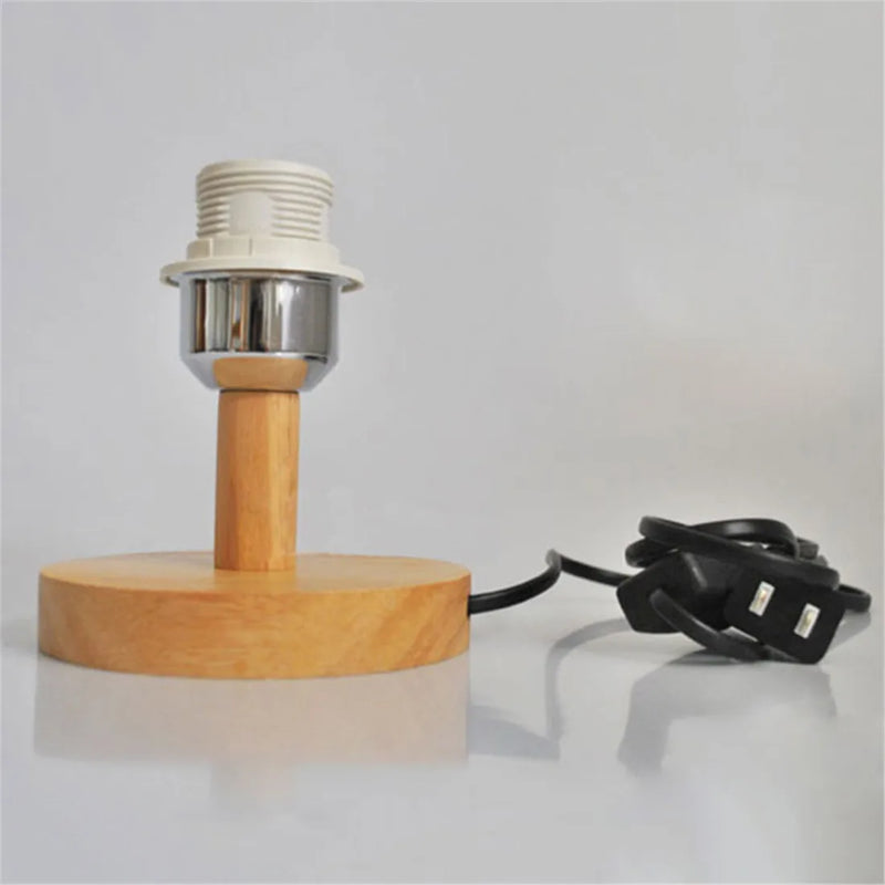 Afralia™ Round Wood Base E27 Table Lamp Holder with On/Off Switch