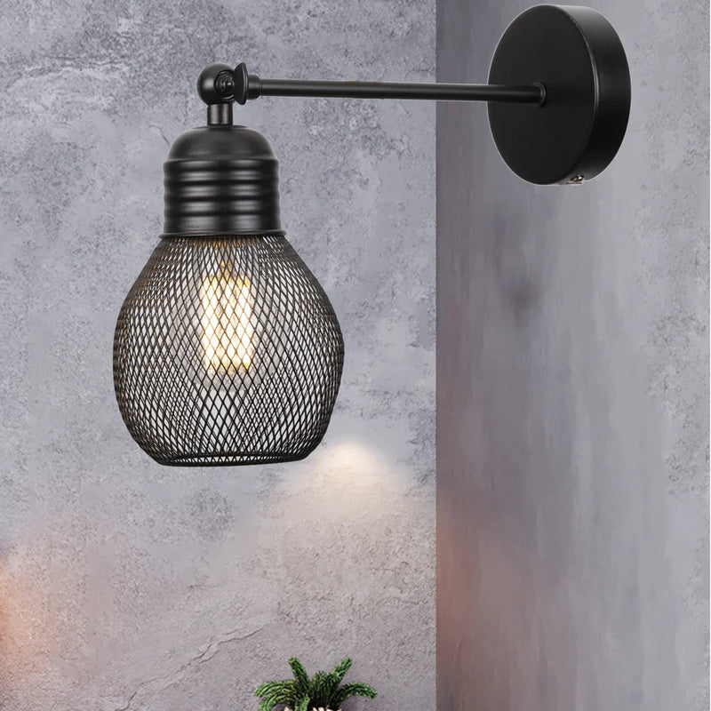 Afralia™ Vintage Industrial Cage Wall Sconce, Adjustable Retro Mount Light for Home Kitchen