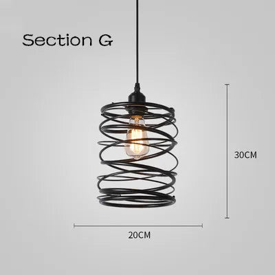 Afralia™ Cage Light Frame Pendant Industrial Single Head Black Nordic Creative Fixture