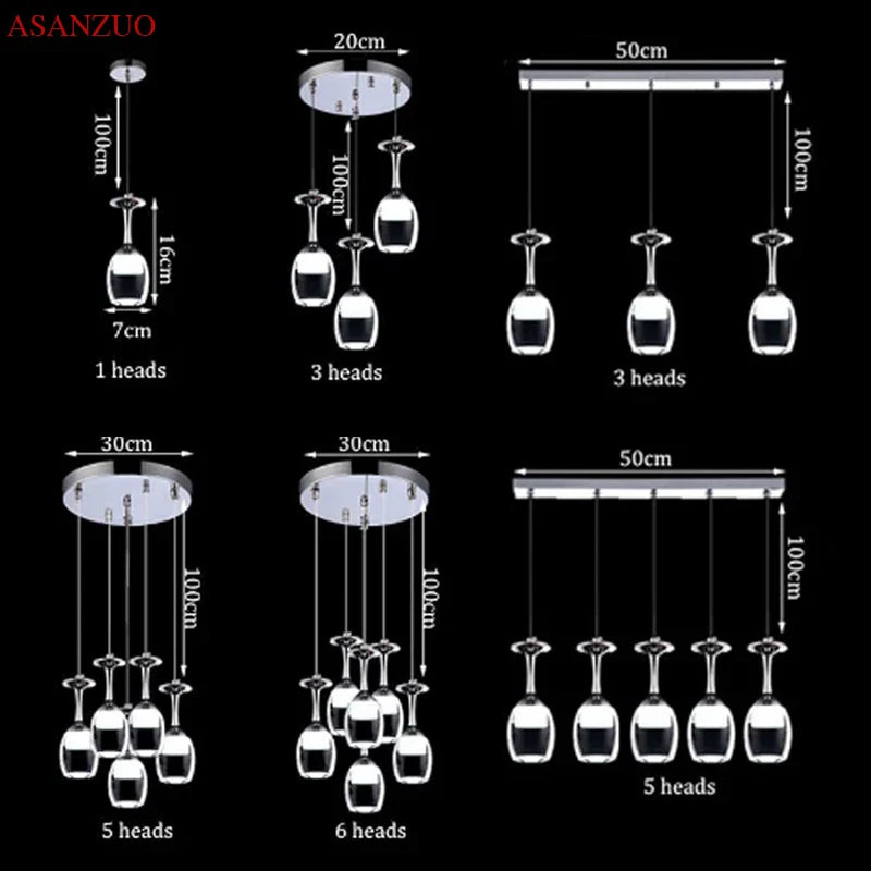 Afralia™ LED Wine Glass Pendant Lights for Restaurant, Bar, and Dining Room