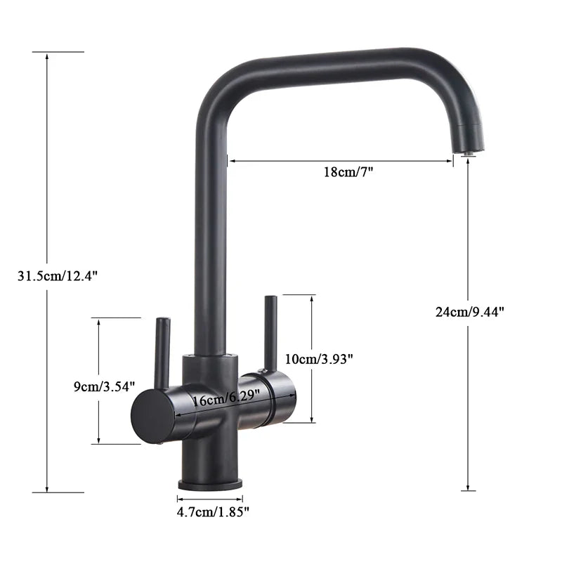 Afralia™ Dual Spout Filter Faucet with 360 Degree Rotation for Purified Kitchen Water