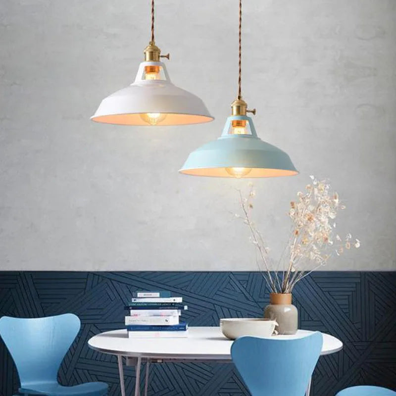 Afralia™ Vintage Pendant Light Retro Industrial Style Hanging Lamp Iron Lampshade