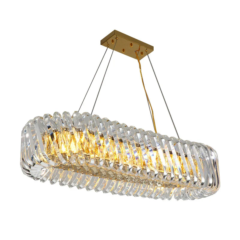 Afralia™ Oval LED Glass Chandelier Lighting in Gold & Silver Stainless Steel