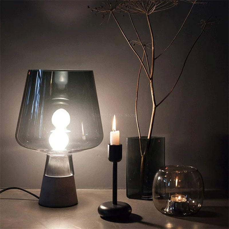 Afralia™ Glass Cement Base LED Table Lamp for Living Room Bedroom Desk Light