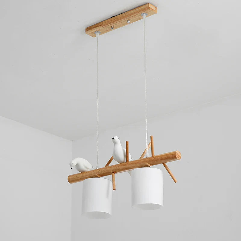 Afralia™ Nordic Wood LED Pendant Chandelier for Dining Room, Bedroom & Living Room