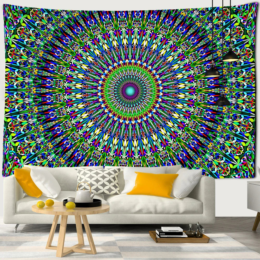 Afralia™ Chakras Mandala Tapestry Wall Hanging - Hippie Psychedelic Home Decor