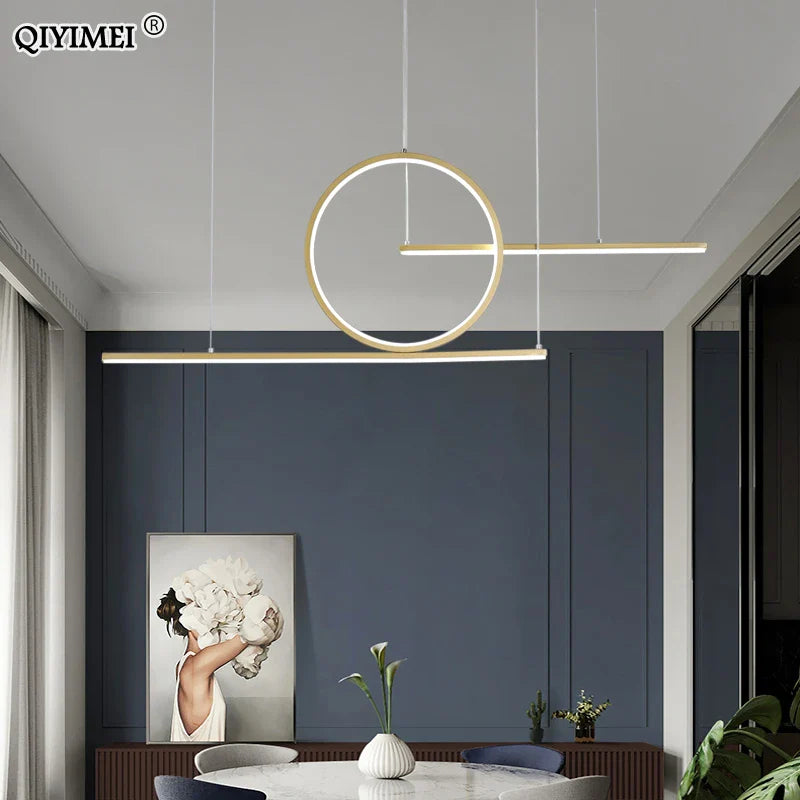 Afralia™ Modern Black Gold LED Pendant Light Dimmable Ceiling Fixture for Dining Room