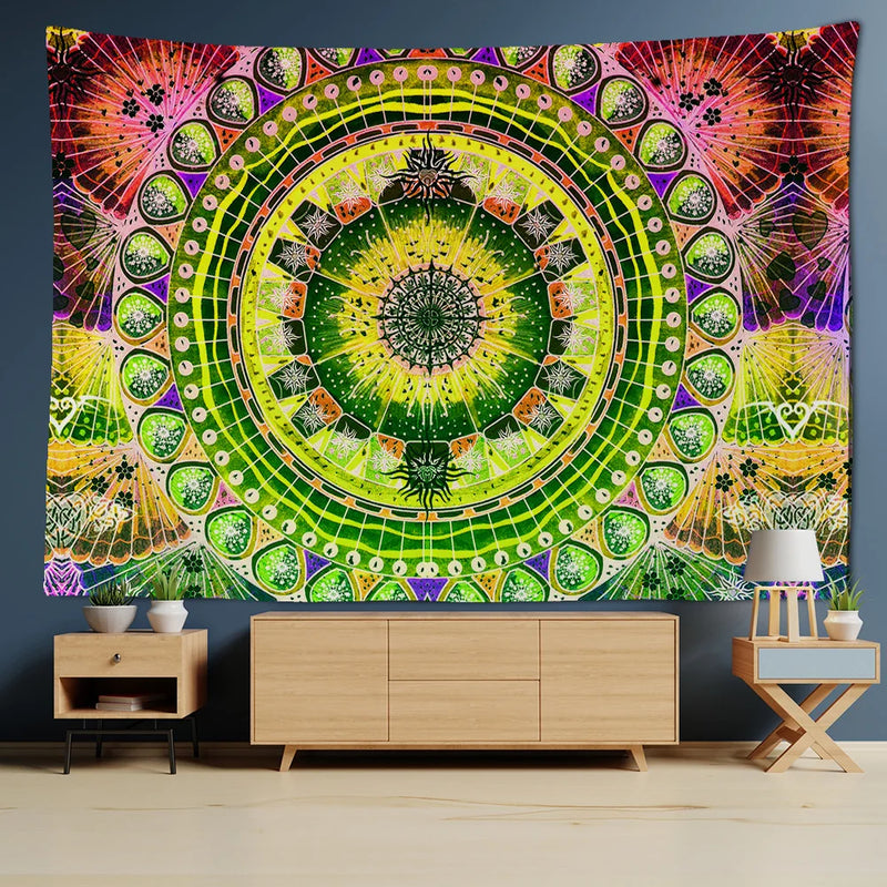 Afralia™ Grey Mandala Carpet Tapestry Wall Hanging Decor Hippie Yoga Mat Tapestries