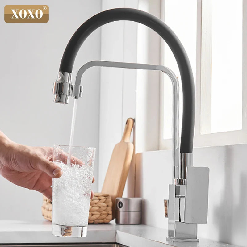 Afralia™ Black 360° Rotation Filter Kitchen Faucet Single Hole Mixer Tap Pure Water