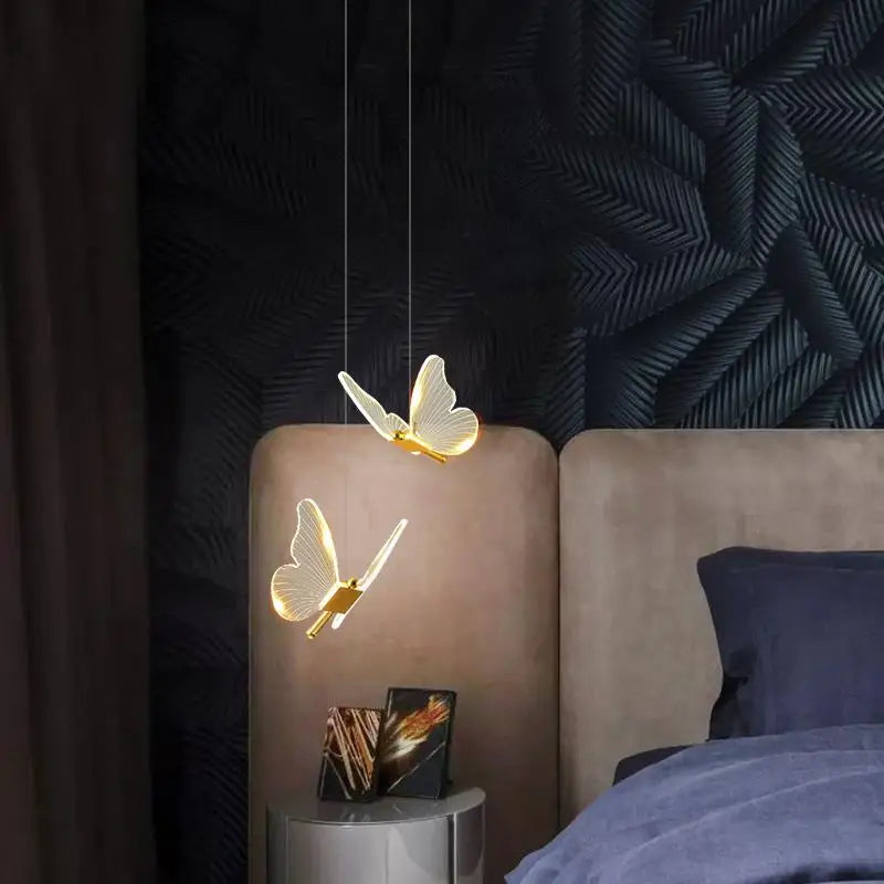Afralia™ Butterfly LED Hanging Lamp: Modern Luxury Pendant Light for Bedroom, Living Room & Restaurant