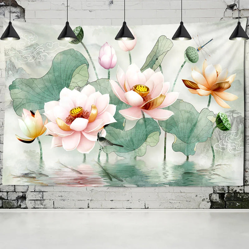 Lotus Leaf Wall Hanging Tapestry by Afralia™ - Bohemian Hippie Table Mat & Home Decor