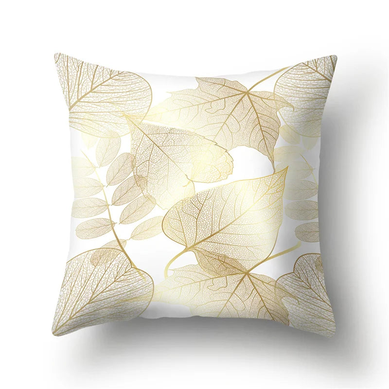 Afralia™ Tropical Leaves Flower Pillow Case Feather Dandelion Cushion Cover - Fresh Geometric Peachskin Pillowcase