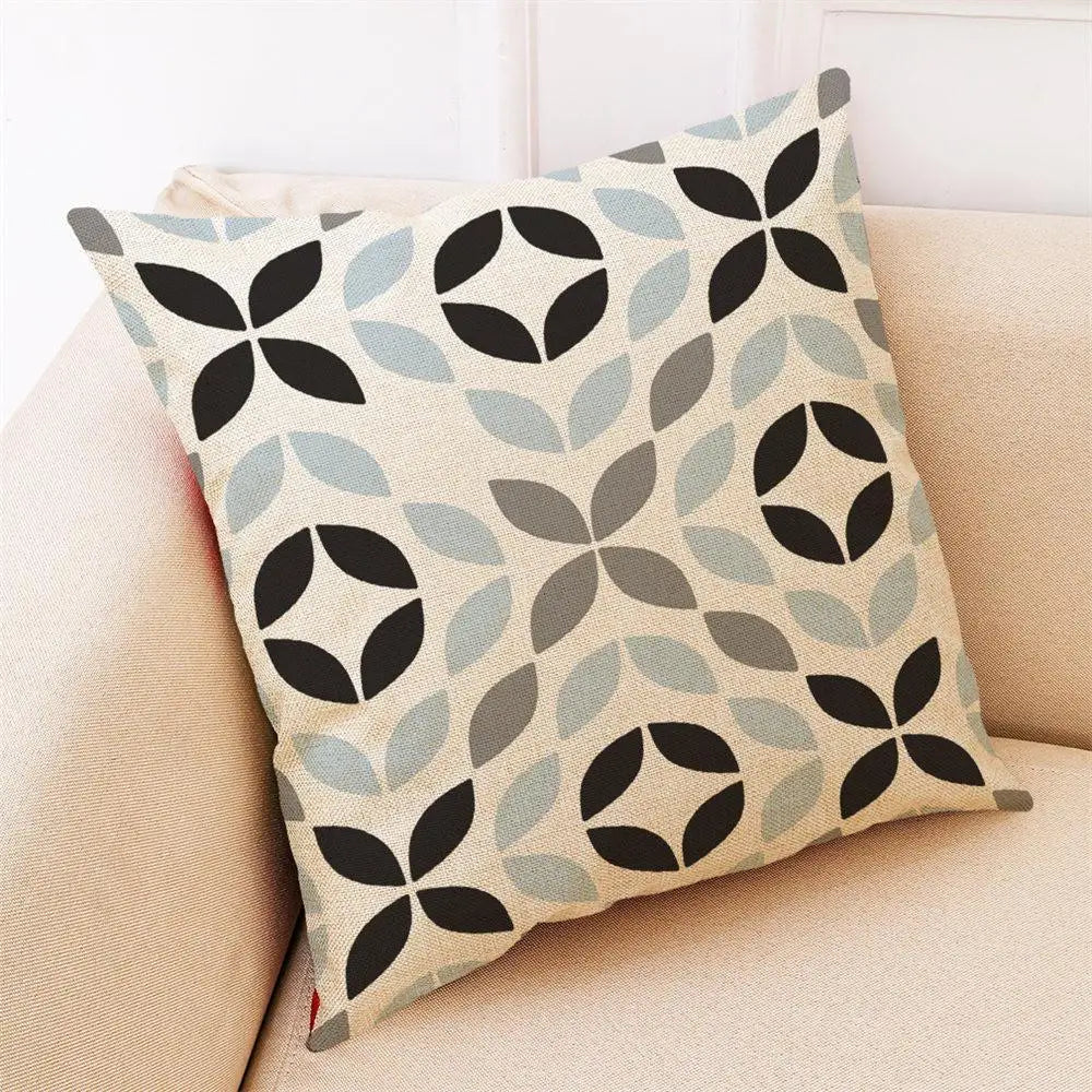 Geometric Pattern Printed Throw Pillow - Modern Brief Soft Cushion by Afralia™