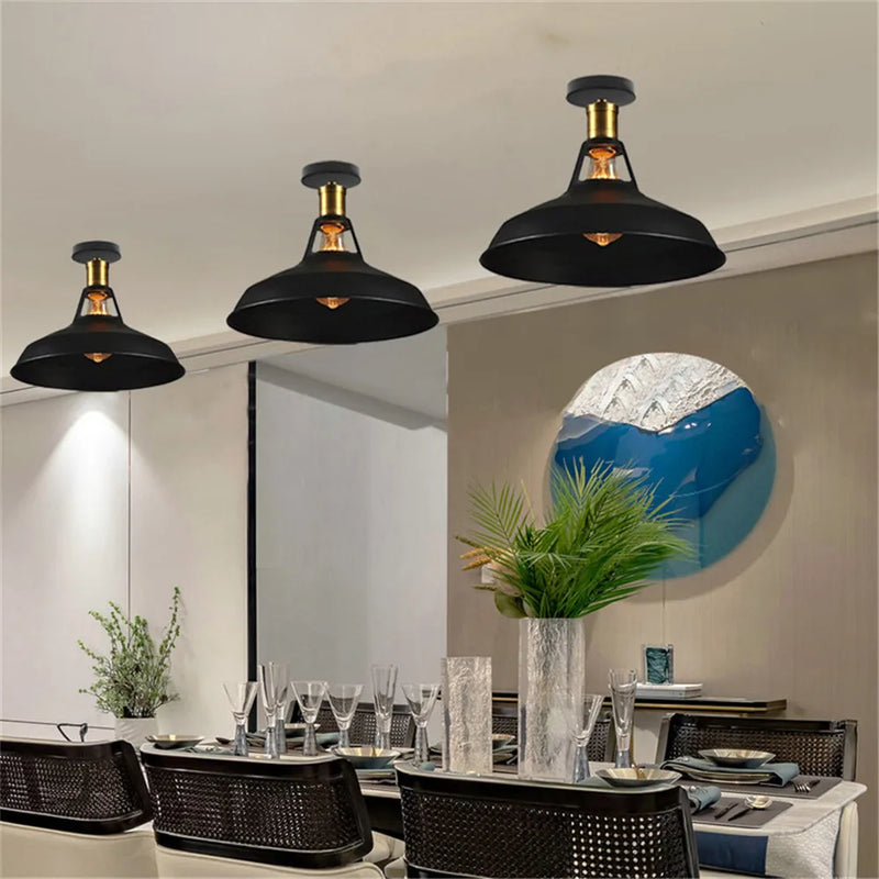 Afralia™ Retro Industrial Metal Frame Ceiling Light for Porch Hallway Kitchen Bathroom