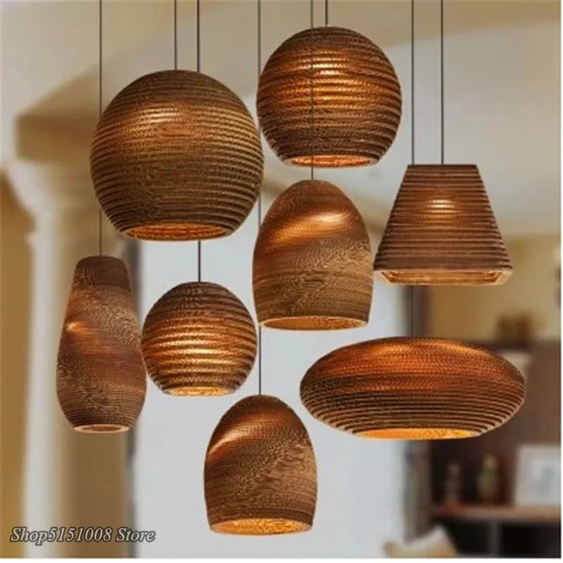 Afralia™ Chinese Paper Honeycomb Pendant Lights Cardboard Personalized Home Decor Luminaire